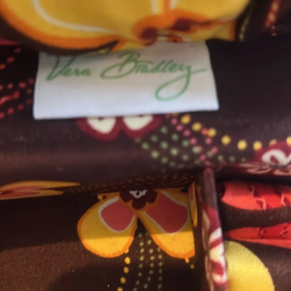 Vera Bradley Yellow and Brown Floral Cosmetic Bag - Picture 4 of 5